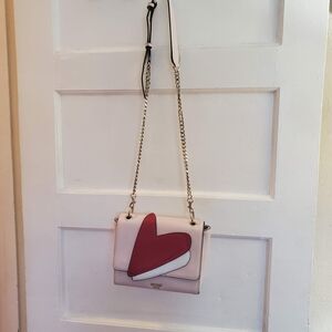 Guess Pink and Red Heart Crossbody Bag